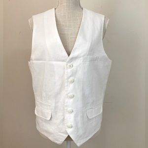 M/L white linen vest